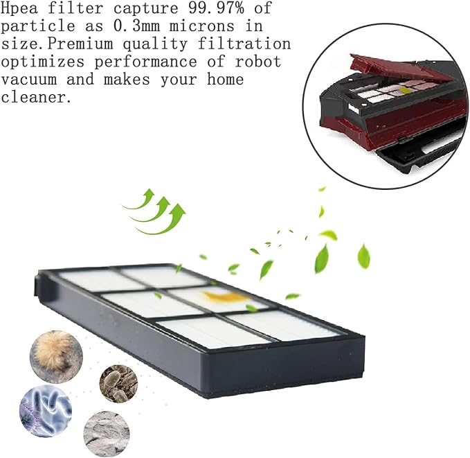 Extractor Roller Side Brushes & Hepa Filters Replenishment Kit Compatible with iRobot Roomba 800 900 Series 805 860 861 870 871 880 890 891 960 980 981 985 Vacuum Replacement Parts