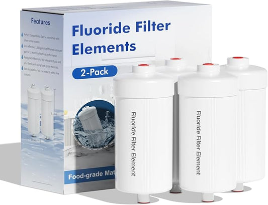 Purewell FL-2 5-Stage Fluoride Purification Elements, Replacement for Berkey® PF-2® Fluoride Filters, Berkey® and Purewell Gravity Filtration System,Natural filter material (White, 4 Pack, K Series)