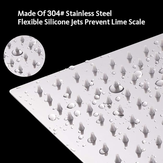 HarJue High Pressure Large Stainless Steel Square Rain ShowerHead With Shower Arm Waterfall Full Body Coverage Easy to Clean and Install (12 Inch With Arm, Chrome Finish)