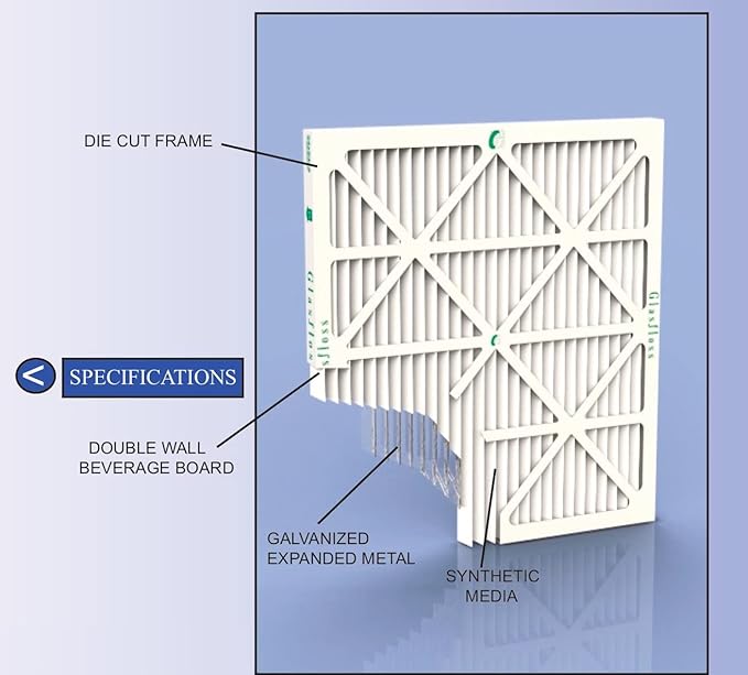 Glasfloss 21-1/2 x 23-5/16 x 1 MERV 10 Pleated Air Filters Box of 6. Replacement filters for Carrier, Payne, & Bryant.