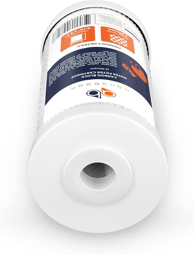 Aquaboon 5 Micron 10x4.5 Carbon Block Water Filters Whole House CTO Water Filter Replacement Cartridge Compatible with FXHTC, CB-BB-10, EP-BB, 4-Pack