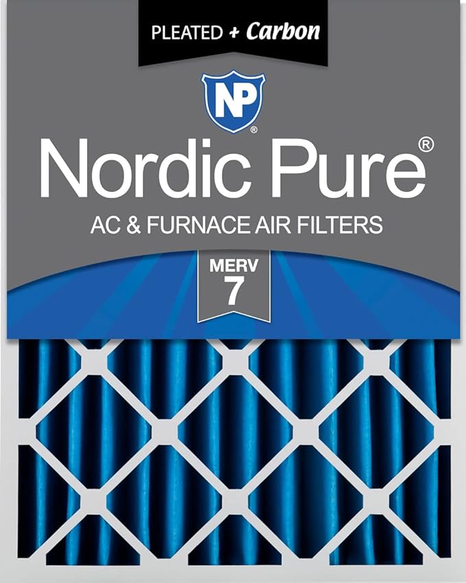 Nordic Pure 16x25x4 (15_1/2 x 24_1/2 x 3_5/8) Pleated Air Filters MERV 7 Plus Carbon 1 Pack