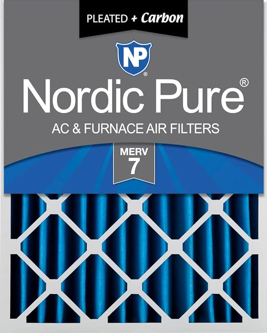 Nordic Pure 16x25x4 (15_1/2 x 24_1/2 x 3_5/8) Pleated Air Filters MERV 7 Plus Carbon 1 Pack