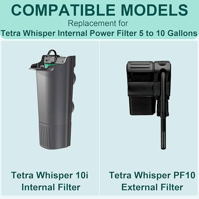 10 Bio-Bag Medium Filter Cartridges with 4 Foam Filters Compatible with Tetra Whisper Internal Power Filter 5-10 Gallons and Whisper Bio-Bag Filters 10i/IQ10/PF10, ReptoFilter 20 Gallons