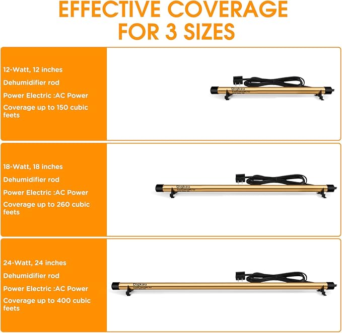 Gun Safe Dehumidifier Rod - High Power, Easy Installation Plug-in Dehumidifier, Superior Moisture, Keep Dry for Gun Safes,Cabinets, Closets (24 Inch)