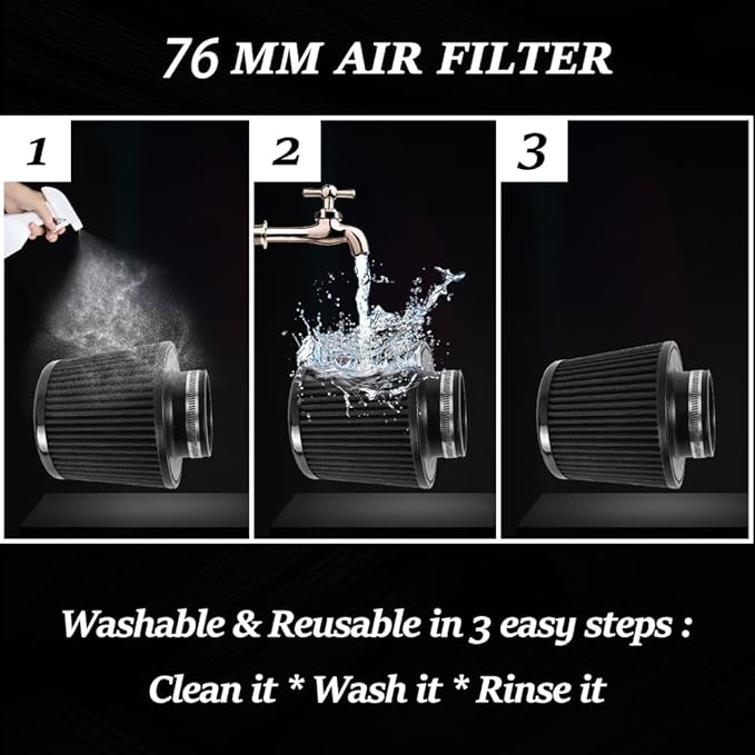 muge racing Universal 3 Inch 76mm Air Intake Filter Replacement Cone Air Filters Quality Dry Air Filter