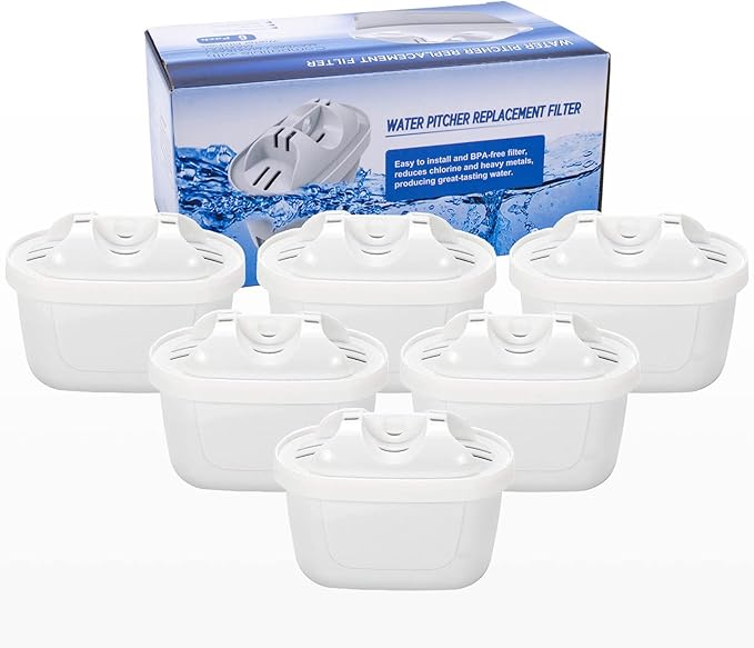 Replacement Filter Compatible with Mavea Maxtra 1001122,Maxtra+,and Compatible with LEVOIT Pitcher Water Filter,Reduces Lead&Arsenic (Pack of 6)