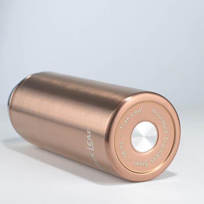 Travel Water Bottle with 3 Lids (Spout, Straw, Flip) Leak Proof, Quality, Vacuum Insulated, Stainless Steel (Rose Gold, 18 oz)