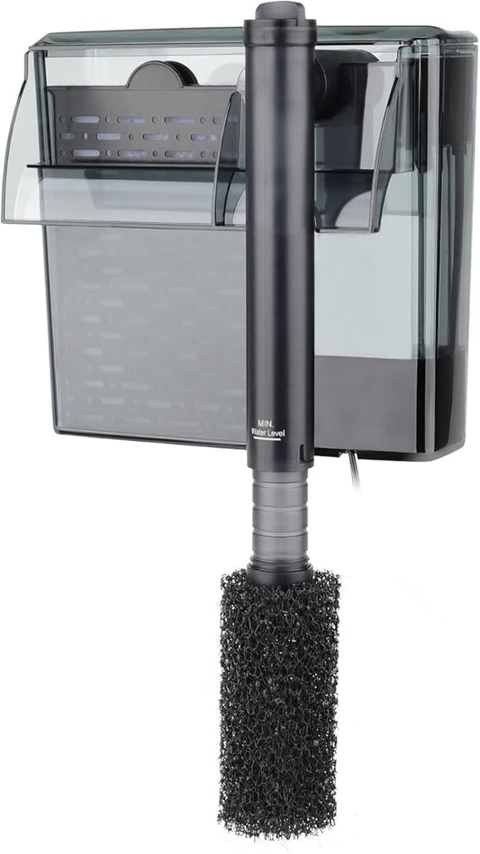 hygger Aquarium HOB Filter 105 GPH for 10-20 Gallon Fish Tank Power Filter with Adjustable Water Flow Extendable Intake Tube External Hang-On Back Filter