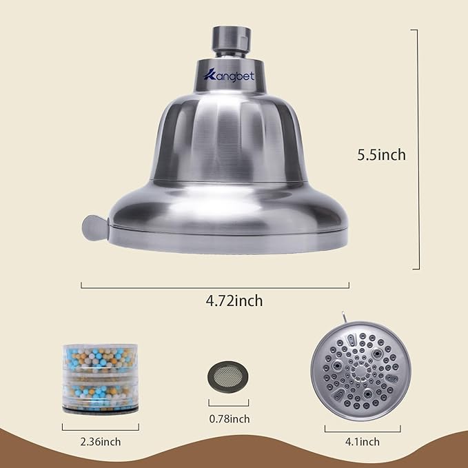 Filtered Shower Head,High Pressure Shower Head Filter for Hard Water,Shower Filter To Remove Impurities for Healthier Scalp, Skin Hair(4.7 Inch Brushed Nickel)