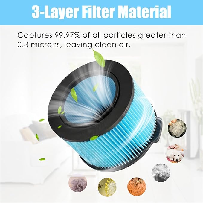 ANBOO 4 Pack VF3500 Replacement Filters for Ridgid Shop Vac 3-4.5 Gallon Wet/Dry Vacuum Cleaners + 2 Pack VF3501 Vacuum Filter Bags Compatible with Shop Vac 3-4.5 Gallon Vacuums
