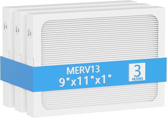 9 x 11 x 1 MERV 13 Replacement Dehumidifier Filter Compatible with Santa Fe Compact70, Ultra70, Element, Compact2, UA 65H dehumidifier Models, 3 Pack