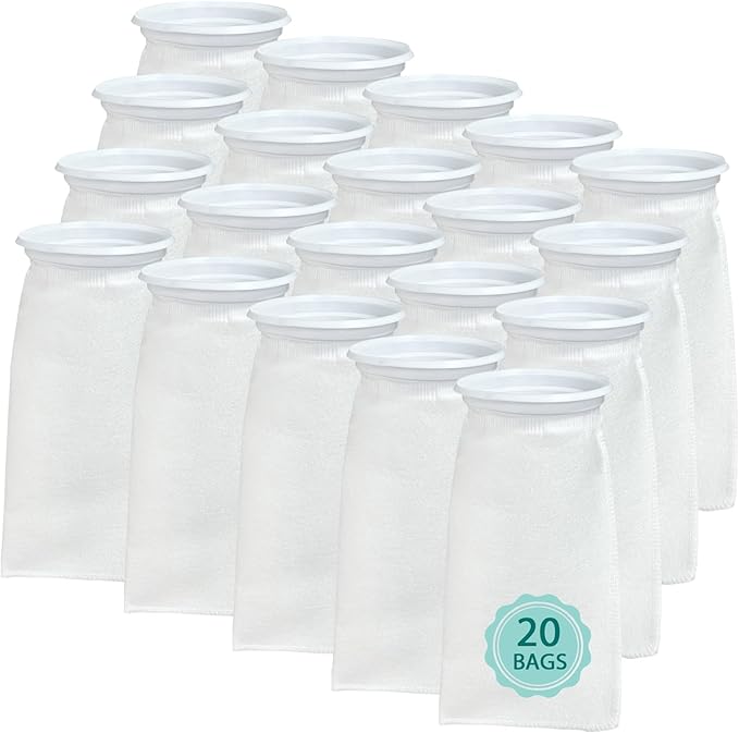 20 Pack 4 Inch Ring Felt Filter Socks 200 μm Compatible with Waterbox Marine X 60.2, 90.3, and 110.4, Aquarium Filter Bags for Saltwater, 4 Inch Ring by 10.4 Inch Long