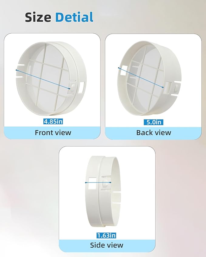 Washable Hose Pre-Filter for Portable Air Conditioner, 5’’ Diamiter 2 Pack White