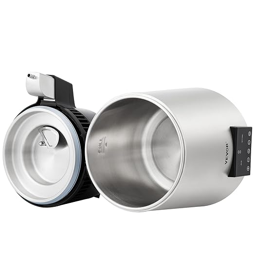 VEVOR Water Distiller, 304 Stainless Steel Countertop Water Stiller, 0.3Gal/H, 0-99H Timing Dual Temp Display, 1.1Gal Distilled Water Maker Machine, Glass Carafe, 3 Carbon Bags, Citric Acid Powder