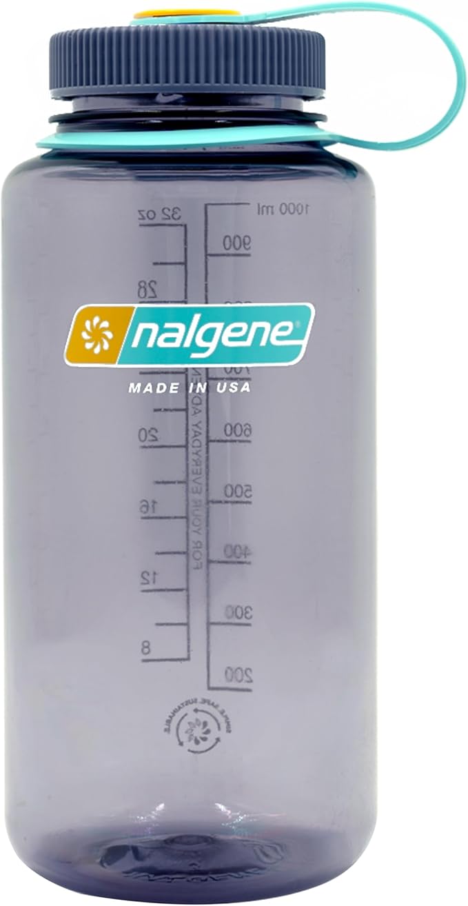 Nalgene Leak Proof Tritan BPA-Free Water Bottle - 32 oz Wide Mouth - Made in the USA for Outdoor Use & Daily Hydration (Aubergine)