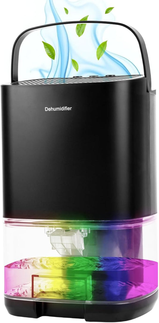 Dehumidifier ELROTONEG, 35 OZ Water Tank (300 sq. ft), Small Dehumidifier for Basement with Auto-Off, Sleep Mode and LED Lighting (Black)