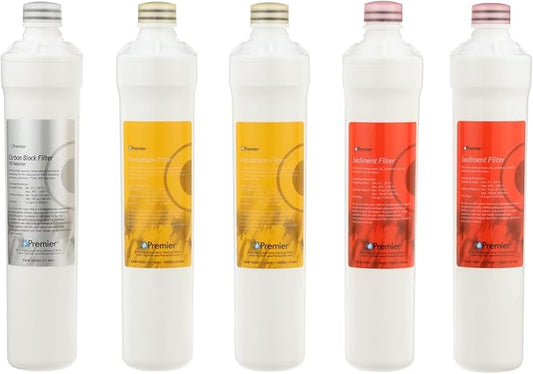 Watts Premier Annual RO Pure Plus 5-Pack Filtration Kit for 4 Stage Pure Plus/Zero Pure Plus Reverse Osmosis System, Push Button Water Filter Replacement, 2 Sediment Filters, 2 Carbon Pre-Filters, VOC