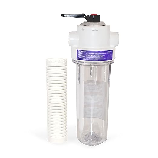 Whirlpool 10 x 2.5 Inch Whole House Water Filtration System WHKF-DWHV, 3/4" Ports, Clear Housing, NSF Certified Water Filter WHKF-GD05 Included