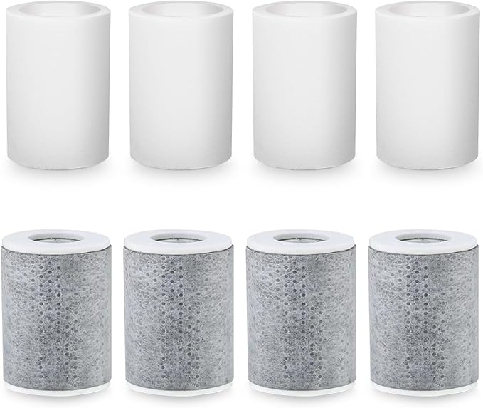 8 PCS Faucet Filter Cartridge Replacement for Kitchen & Bathroom Sink,4 PP Cotton Fiber 4 Carbon Fiber for Faucet Extender Improve Water Conditions Removes Chlorine Fluoride Heavy Metal