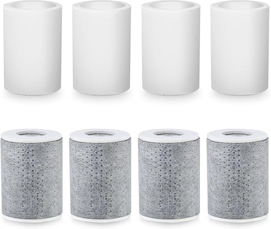 8 PCS Faucet Filter Cartridge Replacement for Kitchen & Bathroom Sink,4 PP Cotton Fiber 4 Carbon Fiber for Faucet Extender Improve Water Conditions Removes Chlorine Fluoride Heavy Metal