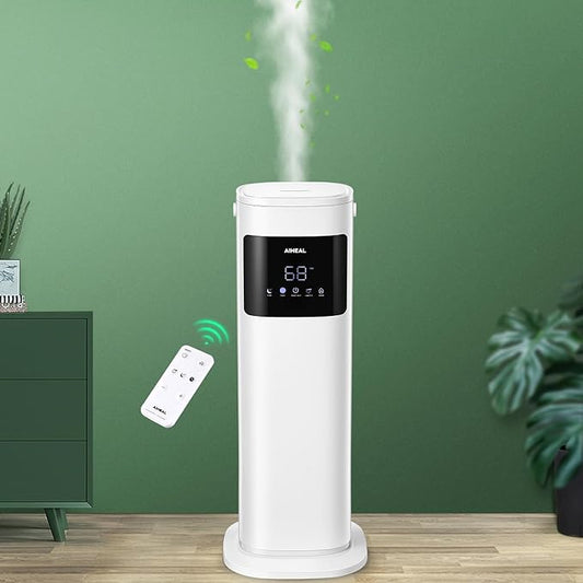 Humidifier for Large Room Home, 10.5L Top Fill Cool and Warm Mist Ultrasonic Floor Humidifiers for Baby and Plants with Customized Humidity, Timer, Sleep Mode, Auto Shut Off, Quiet, White