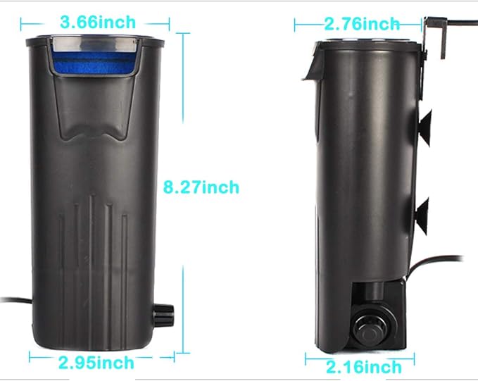 Aquarium Internal Filter for 3 to 20 Gallons Small Fish Tank Turtle Tank Reptiles Shrimp Amphibian Frog Cichlids Newt(Aquarium Filter)