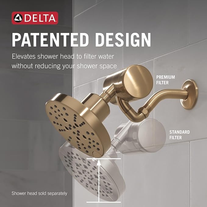Delta Faucet Clarifi Premium Shower Filter Attachment with Filter, Hard Water Shower Filter, Shower Head Filter, Champagne Bronze 5SF100-CZ