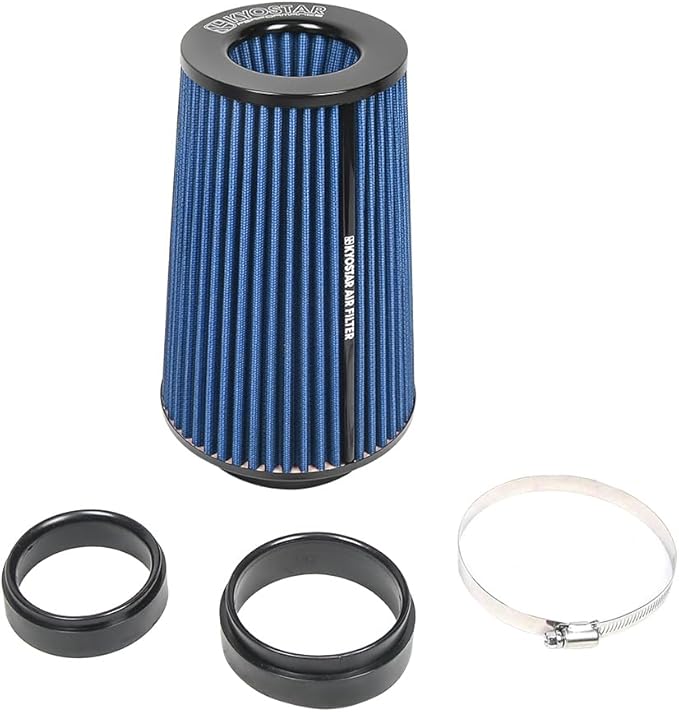 3/3.5/4inch Inlet Cold Air Intake Cone Replacement Performance Washable High Flow Dry Air Filter (BLUE)