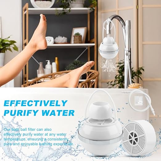 Bath Filter for Tub,Bath Water Filter for Tub Faucet with Overflow,WaterFilter Remove contaminants,Hard Water Softener,Enhances The Health of Skin, Hair, Nails(White)