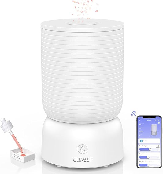 CLEVAST Smart Humidifier for Bedroom 3L, Top Fill Cool Mist, Essential Oil Diffuser, App & Voice Control, Works with Alexa & Google Assistant, Quiet, Auto Shut-Off, Baby Nursery Home Office Large Room