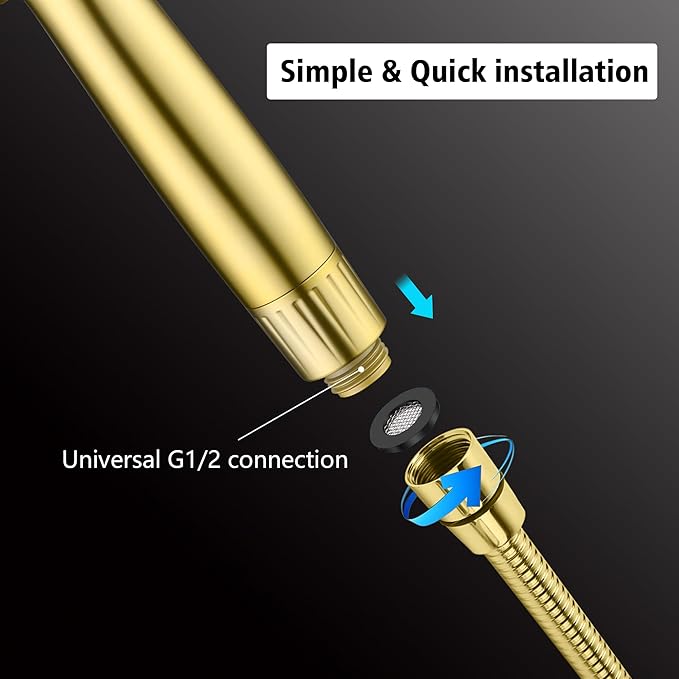 SUMERAIN Filtered Shower Head with Hard Water Filter - 9-Spray FOF ScaleBlock & Vitamin C Skin Care, 3-Month Cartridge for California/Texas/Illinois, Brushed Gold