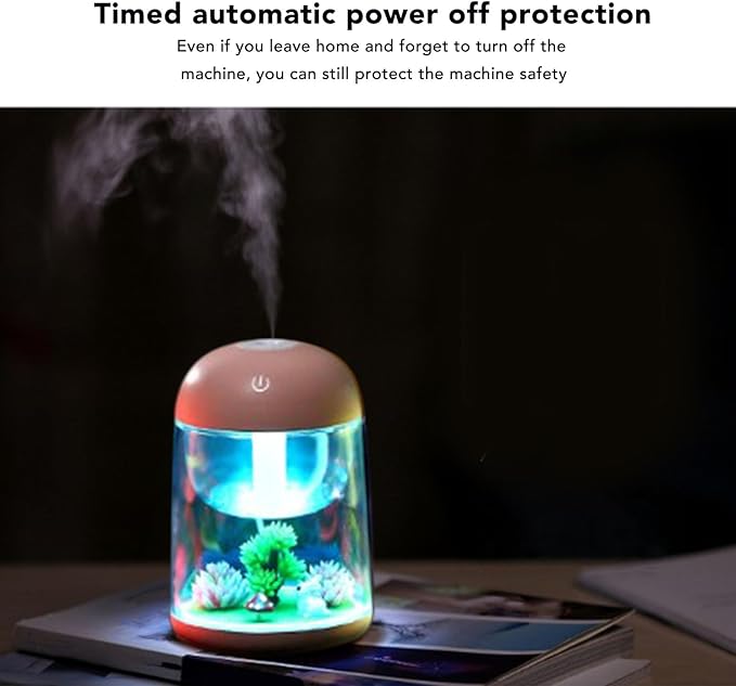 Cute Mushroom Humidifier 2in1 Essential Oil Diffuser Ultrasonic Desk Humidifier Quiet Mini Humidifier for Bedroom Office Car (Pink)