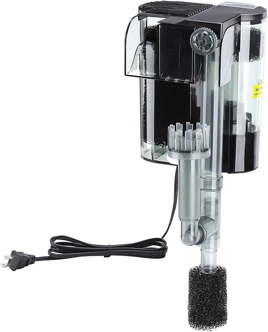 hygger Hang On Back Aquarium Filter, Small Fish Tank Filter Waterfall Filtration System, Adjustable Water Flow with Surface Skimmer, Replaceable Sponge Quiet Hanging Filter for Tank 5~10 Gal