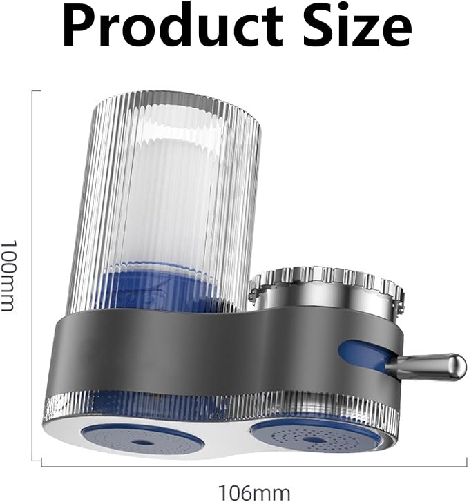 Buyusus Water Filter, Buyusus Water Purifier for Tap Water Fit Any Faucet, Dual-Mode Lead & Chlorine Remover, Universal Hose Adapter, Fits Any Tap for Kitchen Bathroom (3 pcs)