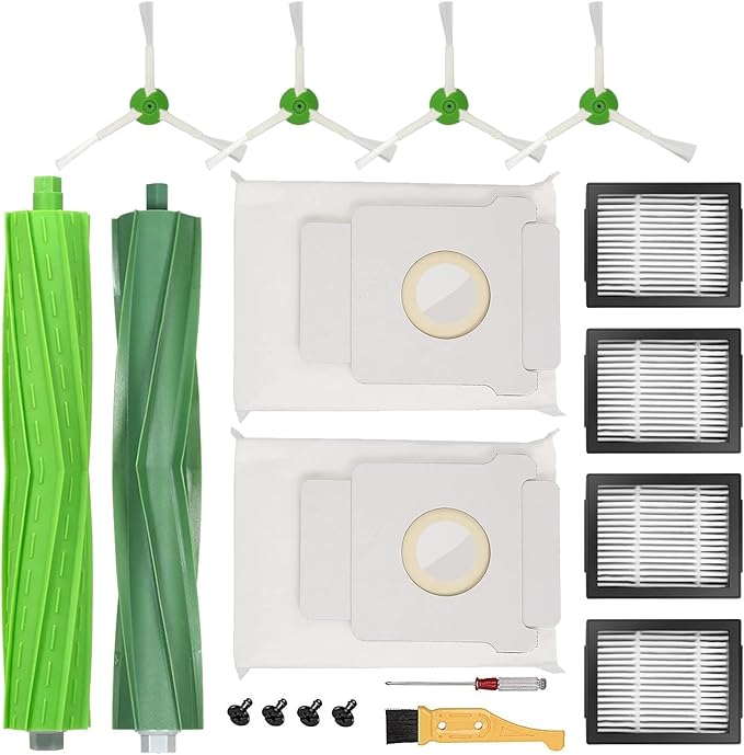 Replacement Parts Accessories for iRobot Roomba i7 i7+ j7 j7+ j8+ i1 i2 i3 i3+ i4 i4+ i6 i6+ i8 i8+ /Plus E5 E6 E7 Vacuum Cleaner, Multi-Surface Rubber Brushes Vacuum Filters Vacuum Bags Side Brushes