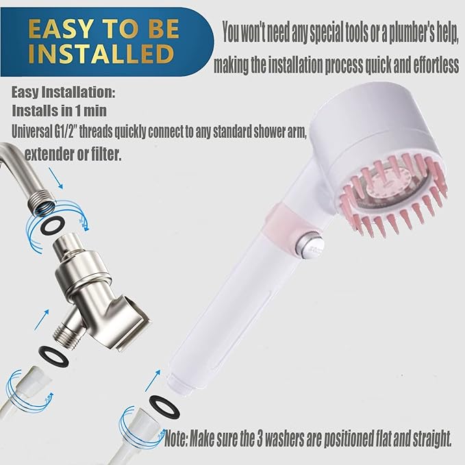 Shower Head with Handheld, Shower Heads High Pressure, High Flow Even with Low Water Pressure-Hand Held Showerhead Set,3 Modes Filtered Showerhead with 59″Replacement Hose/Bracket/Cotton Filters