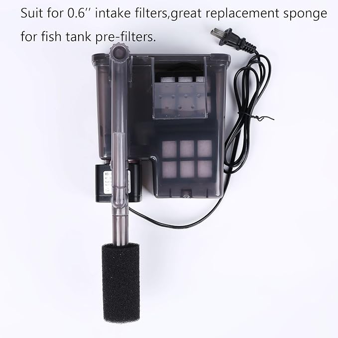 8 Pack Pre-Filter Sponge Aquarium Pre Filter Foam Rolls 0.6” Intake Replacement Sponges for Fish Tank Filter Accessories (1.6''Dx3.1''Hx0.6''Intake)