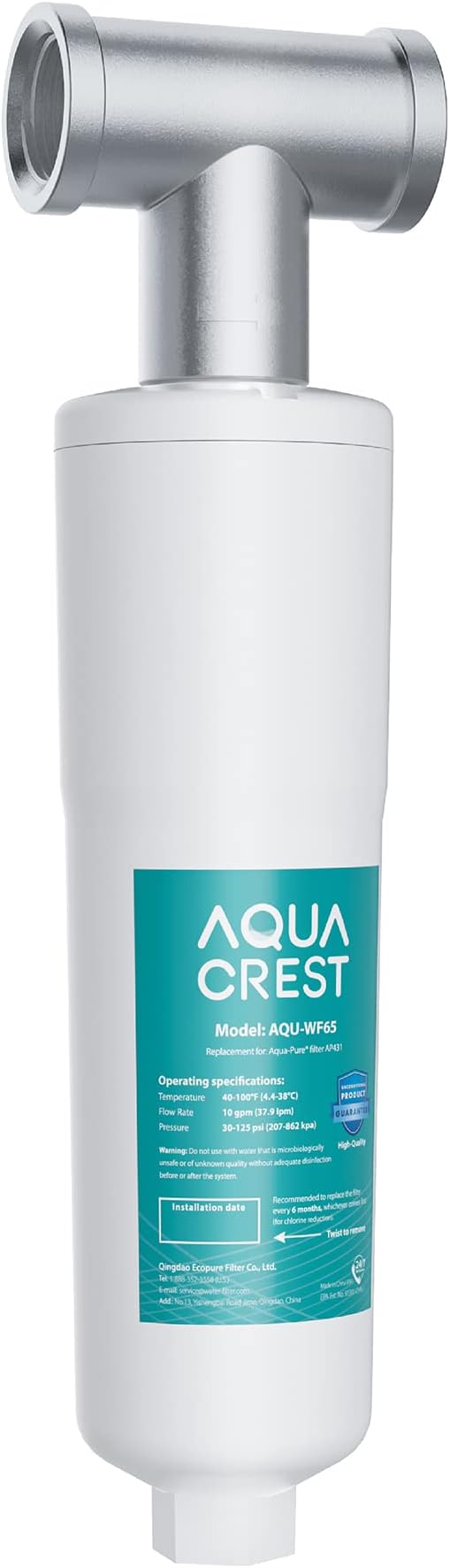 AQUA CREST AP431 AP430SS Whole House Scale Inhibitor - Inline Water System, Prevents Scale Build Up On Hot Water Heaters, Pipes and Boilers