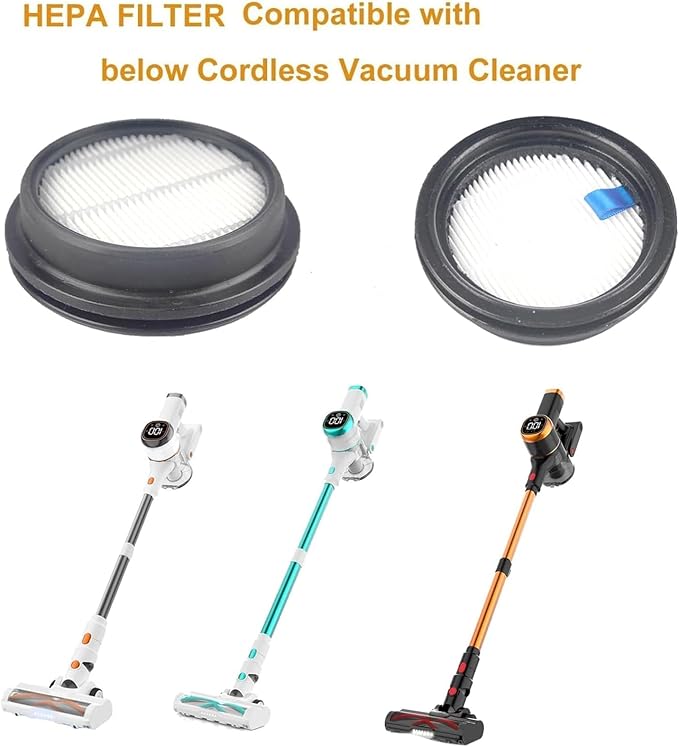 3Pack Hepa Filters Replacement Compatible with Tikom V500 Cordless Vacuum Cleaner. Tikom Vacuum Accessories or Parts for V500.