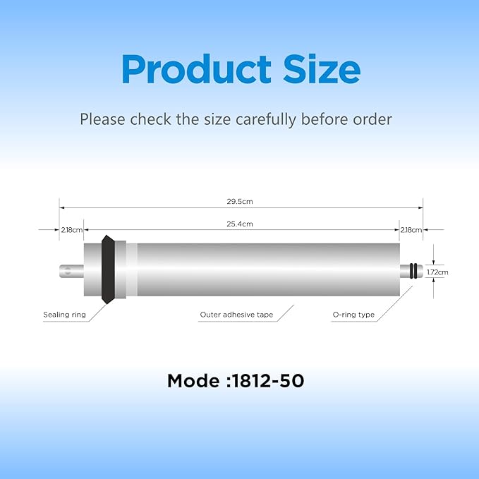50 GPD RO Membrane Filter Replacement, 11.75" x 1.75" Reverse Osmosis Water Filter Membranes Replacement for Home Drinking Under Sink RO Water Filtration System, 2-Pack