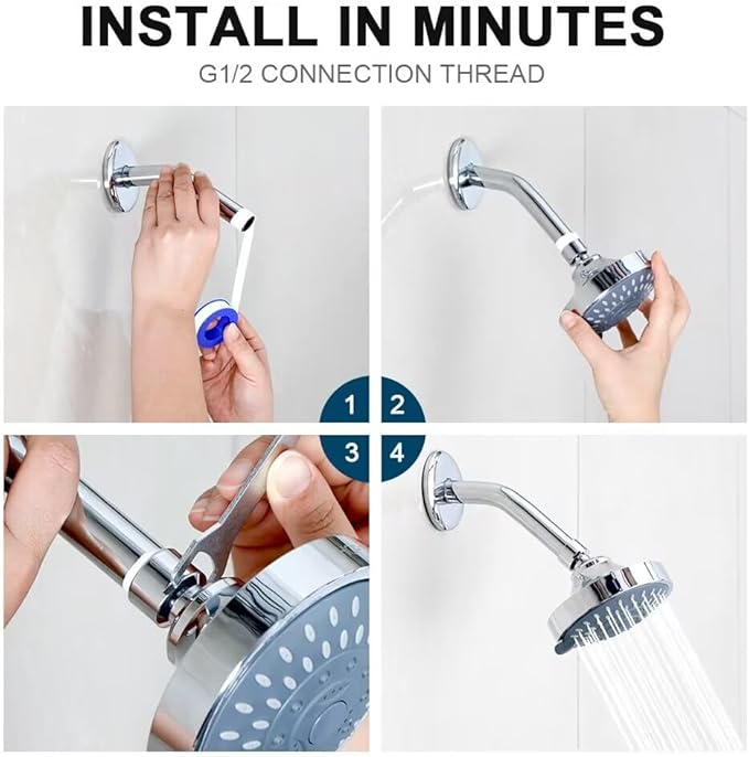 HOPOPRO 5-Mode High Pressure Shower Head - The Washington Post, NBC News, Today TV Show Recommended - High Flow Fixed Showerheads (4 Inch Silver)