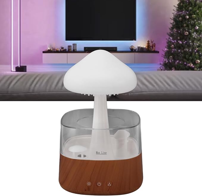 Rain Cloud Humidifier Night Light, Bedside Mushroom Rain Cloud Diffuser for Bedroom Office Moisturizing
