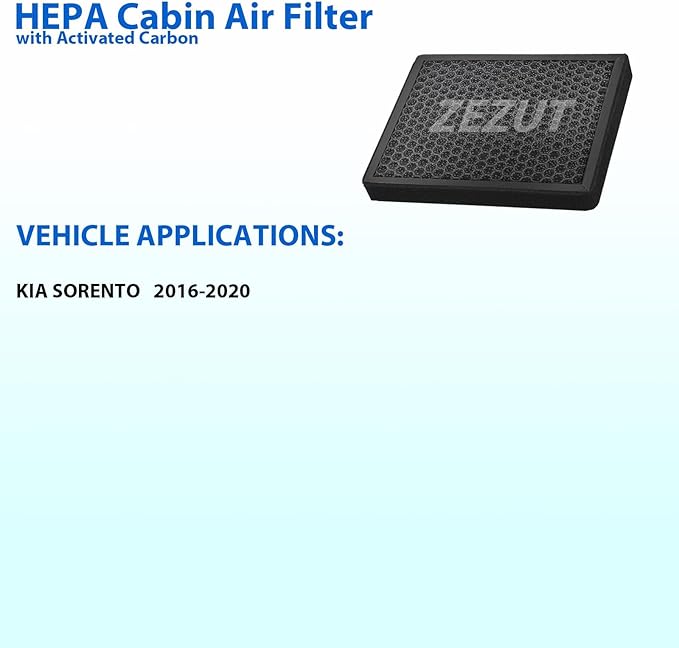 Cabin Air Filter CF12161 Compatible with Kia Sorento 2016 2017 2018 2019 2020, Honeycomb Structured with Activated Carbon Beads, Durable and sturdy