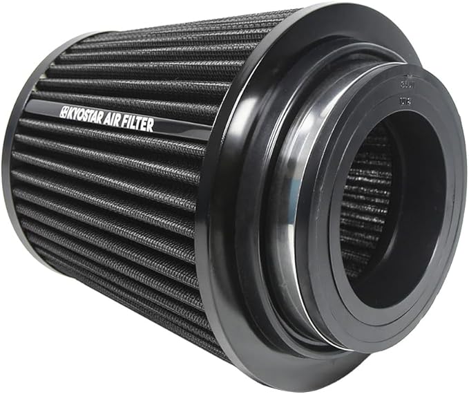 Kyostar 3/3.5/4inch Inlet Cold Air Intake Cone Replacement Performance Washable High Flow Dry Air Filter, Black