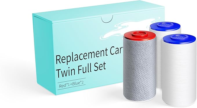 Replacement Filters for Weddell Duo Shower System - Efficient Reduction of Chlorine, Contaminants & Hardness | Enhance Skin and Hair Health with Every Shower (1Red+2Blue)