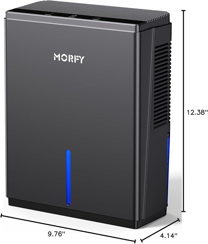 MORFY Dehumidifier, 80 OZ Small Dehumidifier for Bedroom, Bathroom, RV, Closet, Dual-Semiconductor Quiet Dehumidifiers for Home Room with Drain Hose, 7 Colors LED Auto Shut Off