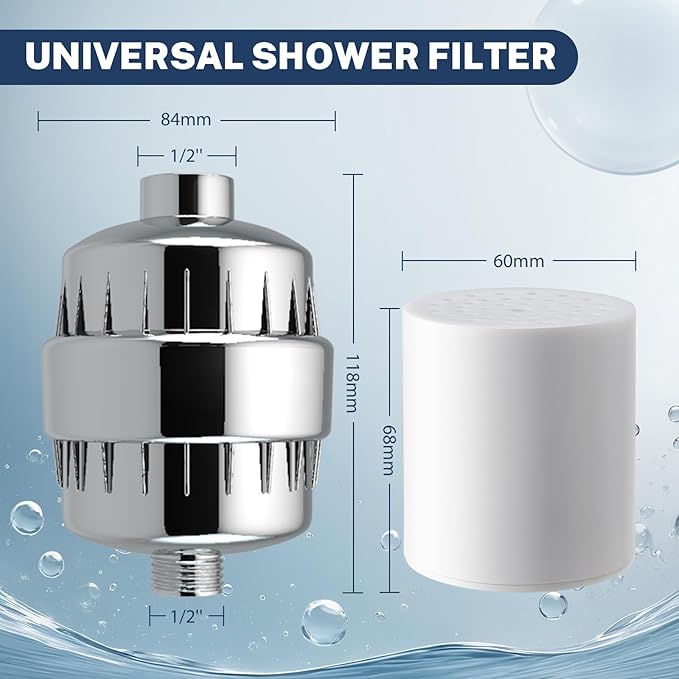 iSpring SF2S 33 Stage Universal Shower Filter with Replaceable Filter, Water Softener Shower Head Filter, Vitamin C for Hard Water, Removes 99% of Chlorine, Hydrogen Sulfide and Heavy Metals