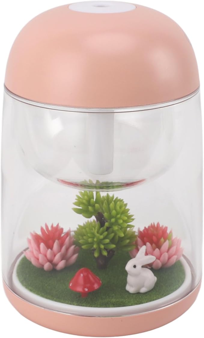 Cute Mushroom Humidifier 2in1 Essential Oil Diffuser Ultrasonic Desk Humidifier Quiet Mini Humidifier for Bedroom Office Car (Pink)