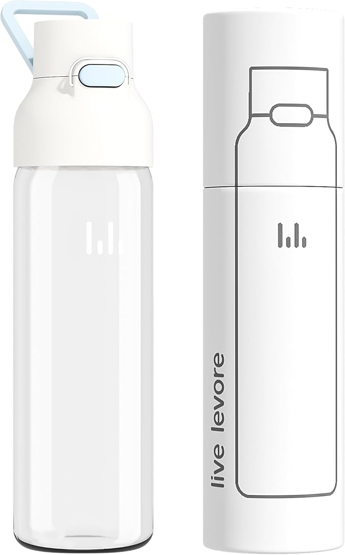 750ml Leak Proof Water Bottle with Flip Top Lid, BPA-Free USA Tritan Drink Bottle, Dishwasher Safe for Office, Outdoor & Daily Use (White B, 1 Pack)